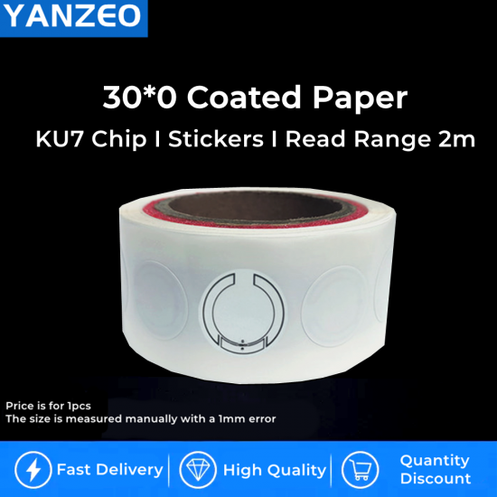 YANZEO UHF RFID 30mm Round Tags 2m Long Range Sticker For Supermarket,Warehouse,Inventory,Logistics,ETC.