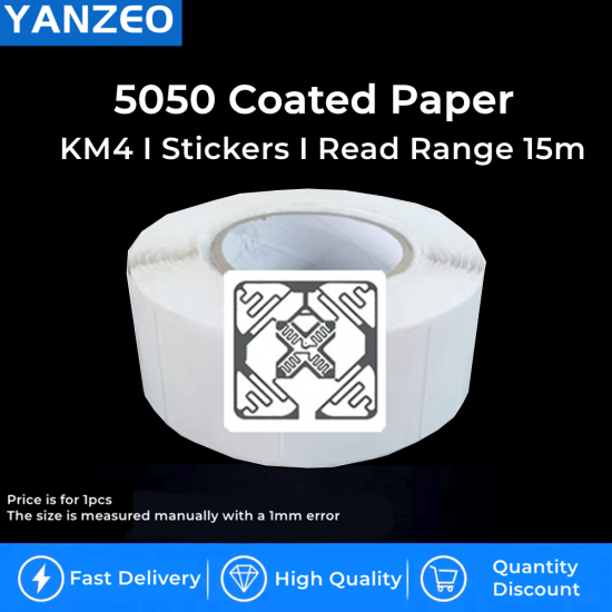 YANZEO Passive UHF RFID Tag Stickers 50*50mm 860~960MHz For Unmanned Supermarket Management，Assets Anti-Theft