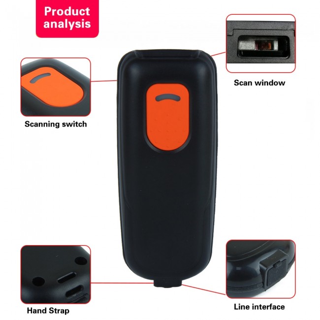 2019 2.4G Wireless Bluetooth Laser USB Barcode Scanner Reader For POS Inventory 