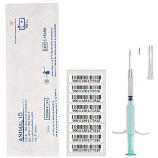 Pet Animal Microchip Registration 134.2KHZ FDX-B ISO 11784/11785 Pet Cat Tracking Tag RFID Glass Transponder Implant Kit for Pet Dog Cat Pig RFID Tag 2.12x12mm for Administration